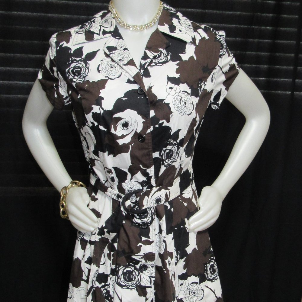 Talbots Long Button, Belted Dress